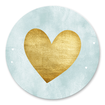 Blauwe waterverf met gouden hart